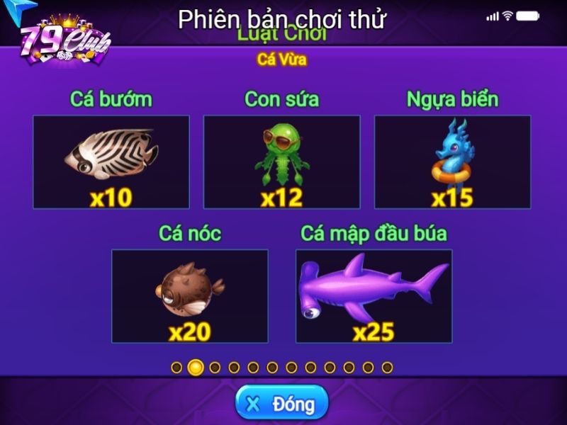 danh sach muc tieu de san ban trong ban ca ngoi sao